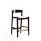 Manhattan Comfort Klismos 36.75 in. Ivory and Dark Walnut Beech Wood Counter Height Bar Stool